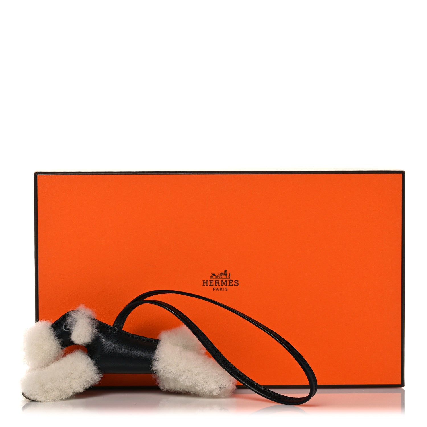 Hermes Milo Lambskin Shearling Budy Charm Black 5 of 5