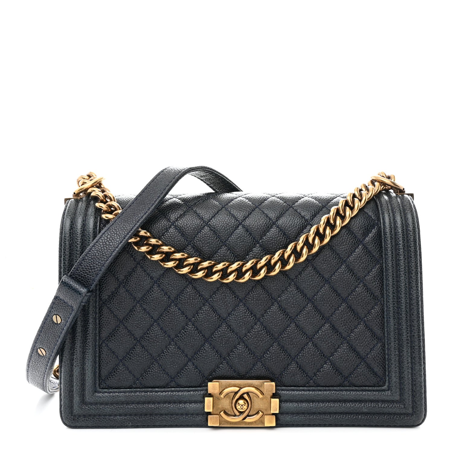 Chanel Caviar Quilted New Medium Boy Flap Navy 1 of 11