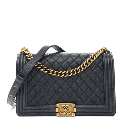 Chanel Caviar Quilted New Medium Boy Flap Navy 1 of 11