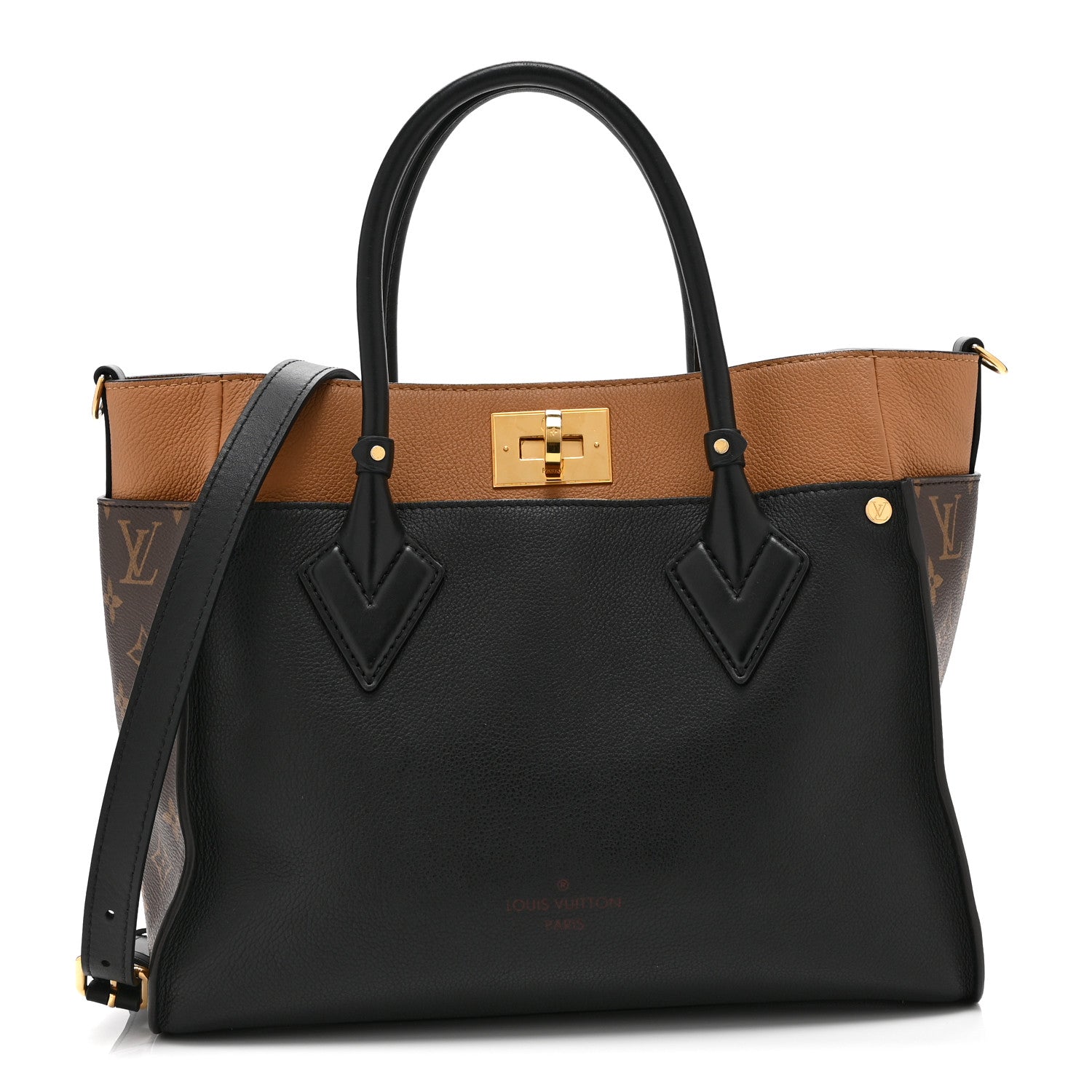 Louis Vuitton Calfskin Monogram On My Side MM Black 1 of 9