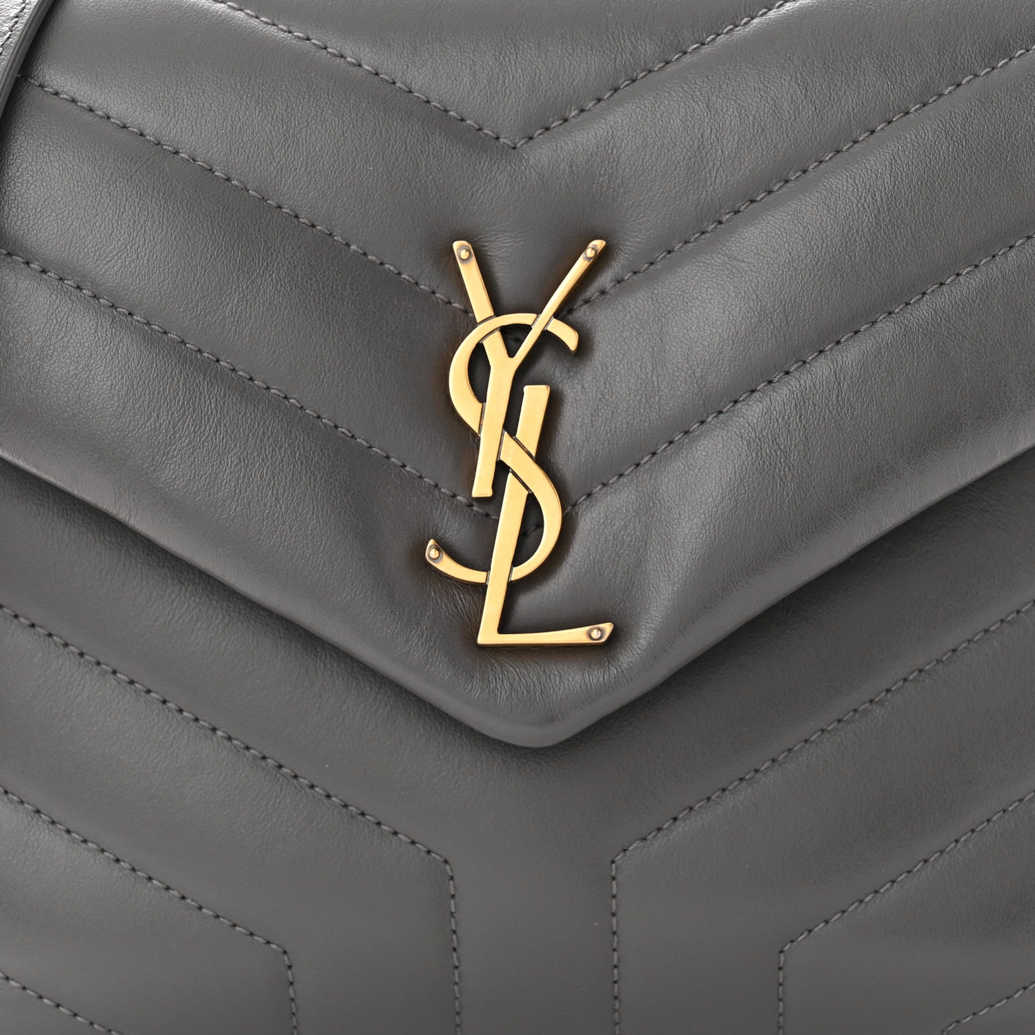 Saint Laurent Calfskin Y Quilted Monogram Small Loulou Chain Satchel Storm 8 of 10