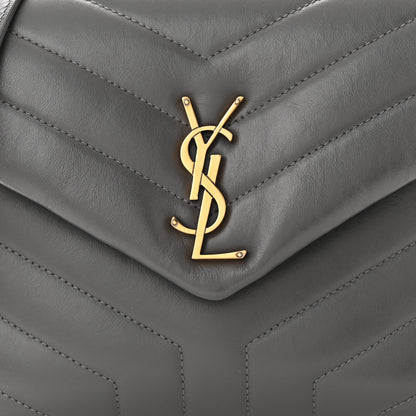 Saint Laurent Calfskin Y Quilted Monogram Small Loulou Chain Satchel Storm 8 of 10