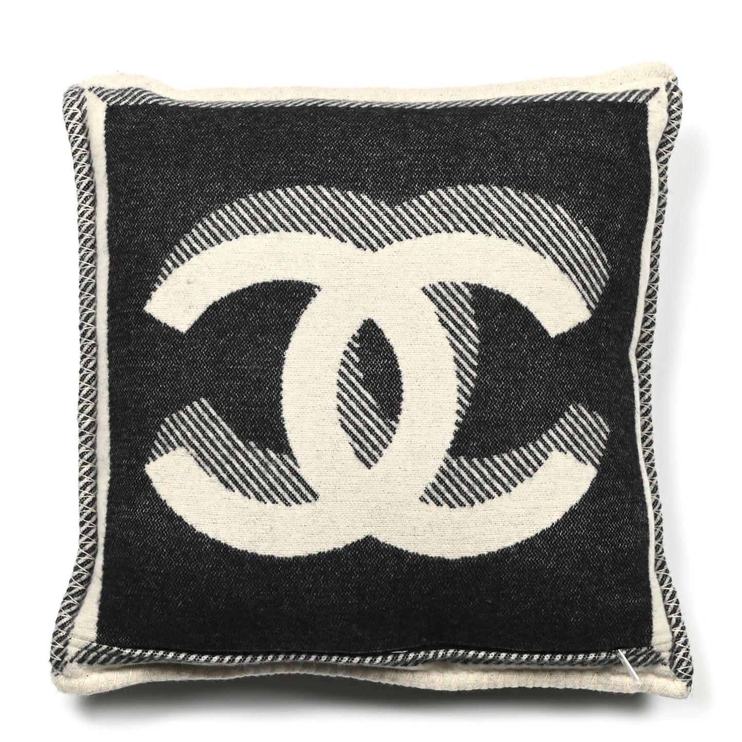 Merino Wool Cashmere CC Pillow Beige Black