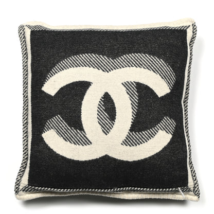 Chanel Merino Wool Cashmere CC Pillow Beige Black 2 of 3