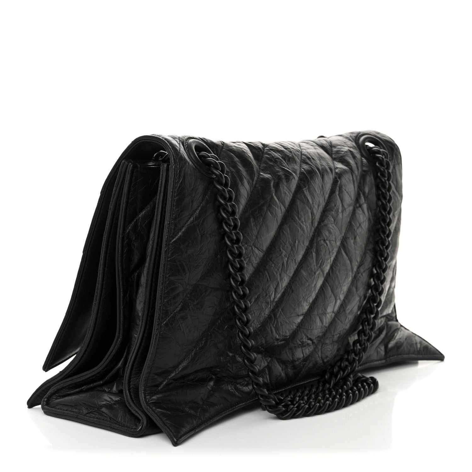 Balenciaga Crushed Calfskin Quilted Matte Black Hardware Large Crush Chain Bag Black 5 of 31