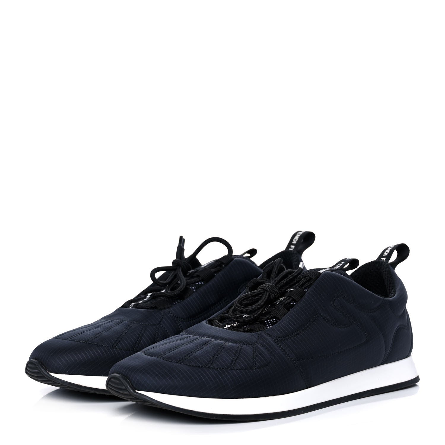 Fendi Nylon Womens FFreedom Sneakers 41 Blue Scuro Black White 3 of 9
