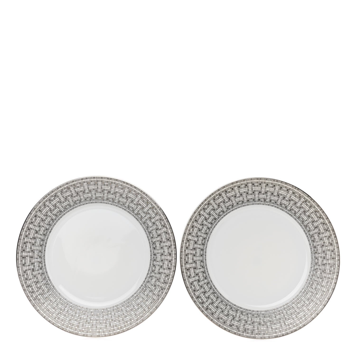 Hermes Porcelain Mosaique Au 24 Platine Dinner Plate Set of 2 1 of 5