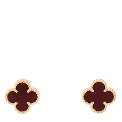 Van Cleef & Arpels 18K Rose Gold Carnelian Sweet Alhambra Earrings 1 of 4