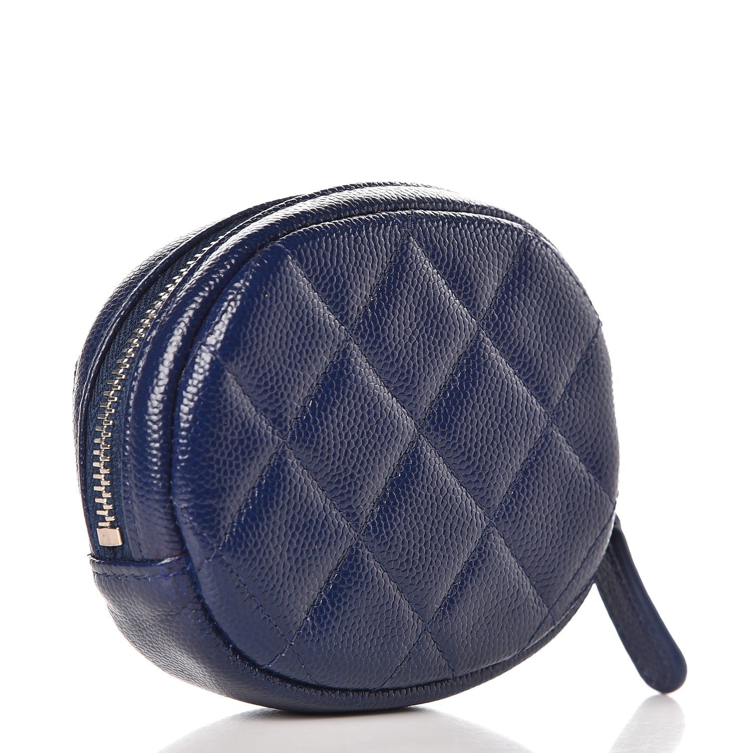 Chanel Caviar Quilted Zip Around Classic Coin Purse Navy Blue 3 of 8