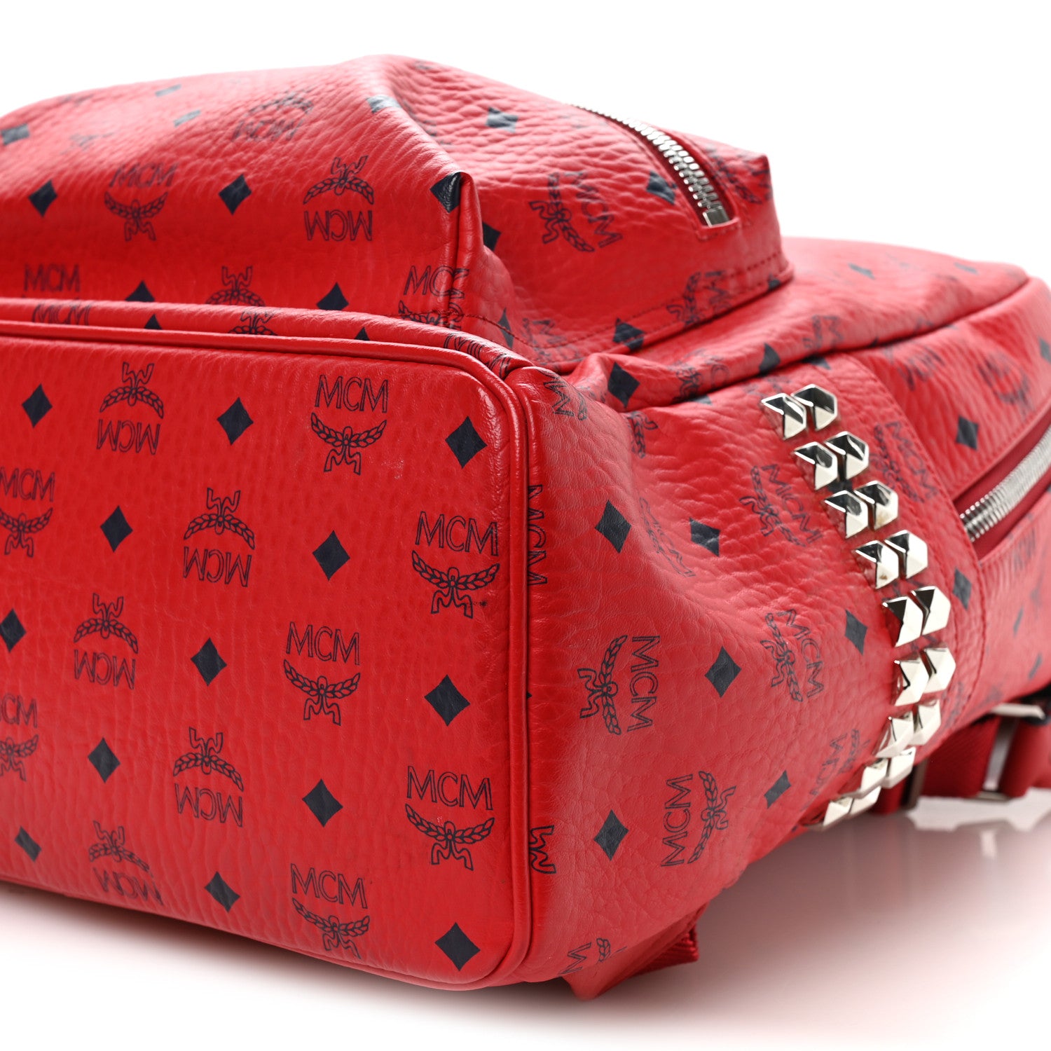 MCM Visetos Medium Side Studs Stark Backpack Ruby Red 1864566
