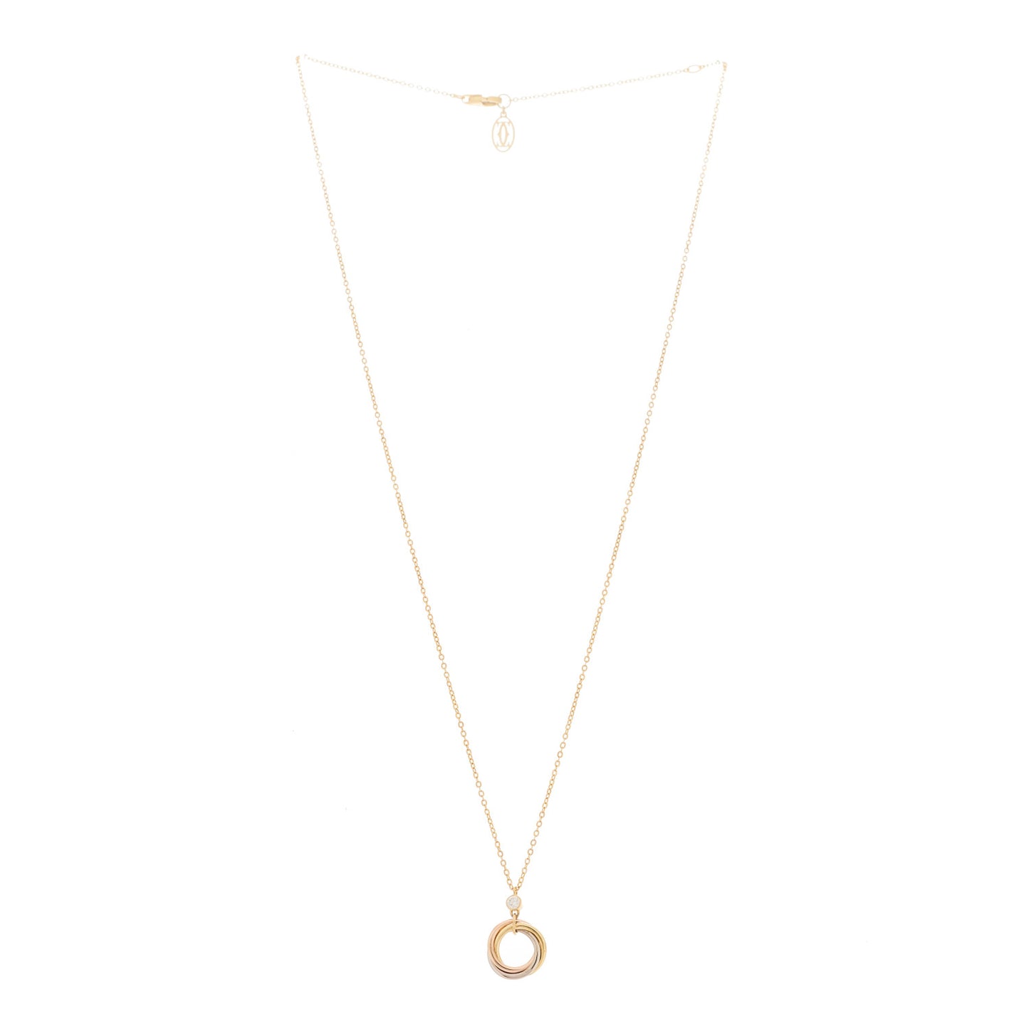18K Pink Yellow White Gold Diamond Trinity Pendant Necklace