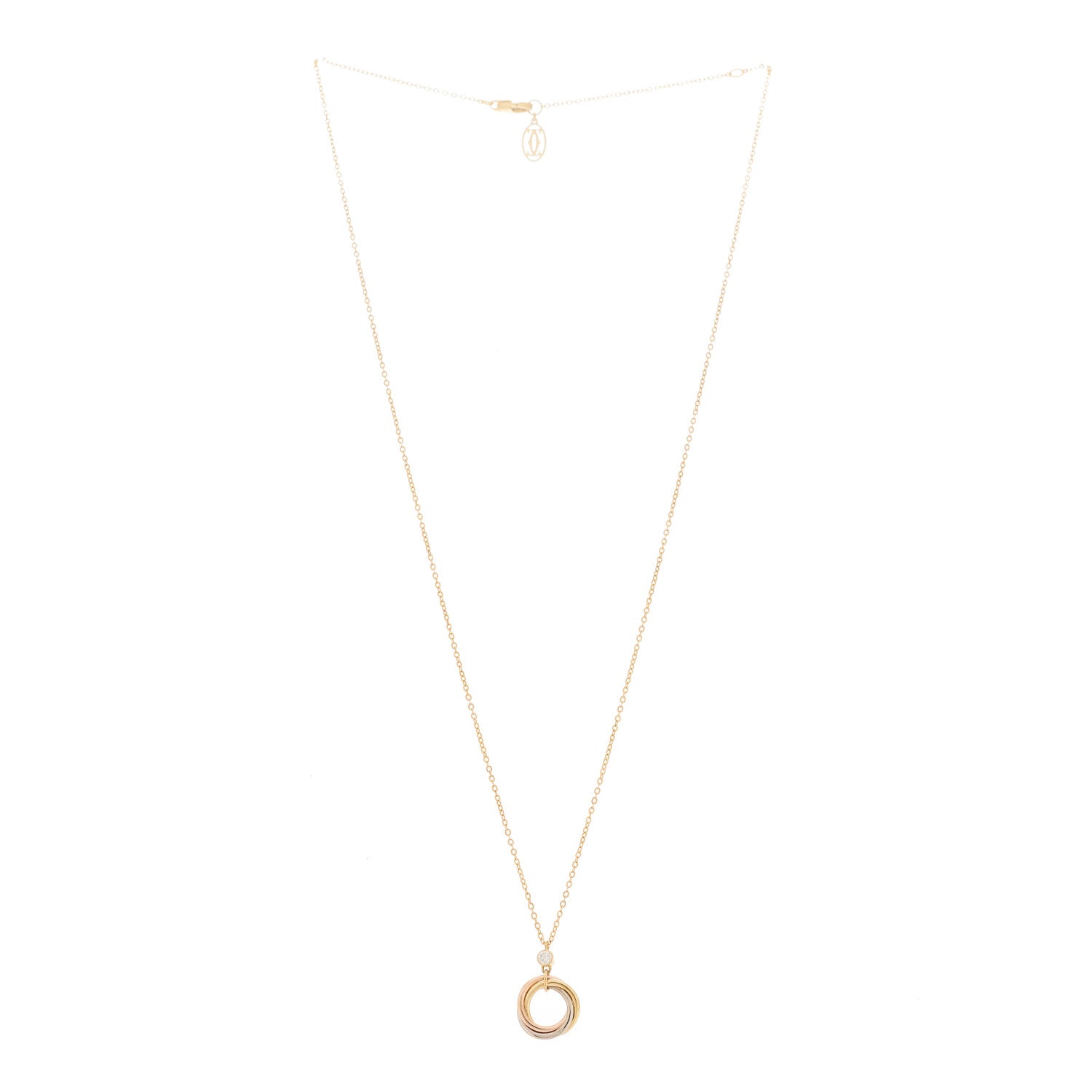 Cartier 18K Pink Yellow White Gold Diamond Trinity Pendant Necklace 3 of 7