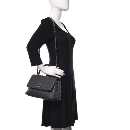 Chanel Caviar Lizard Quilted Small Coco Handle Flap Dark Grey 2 of 11