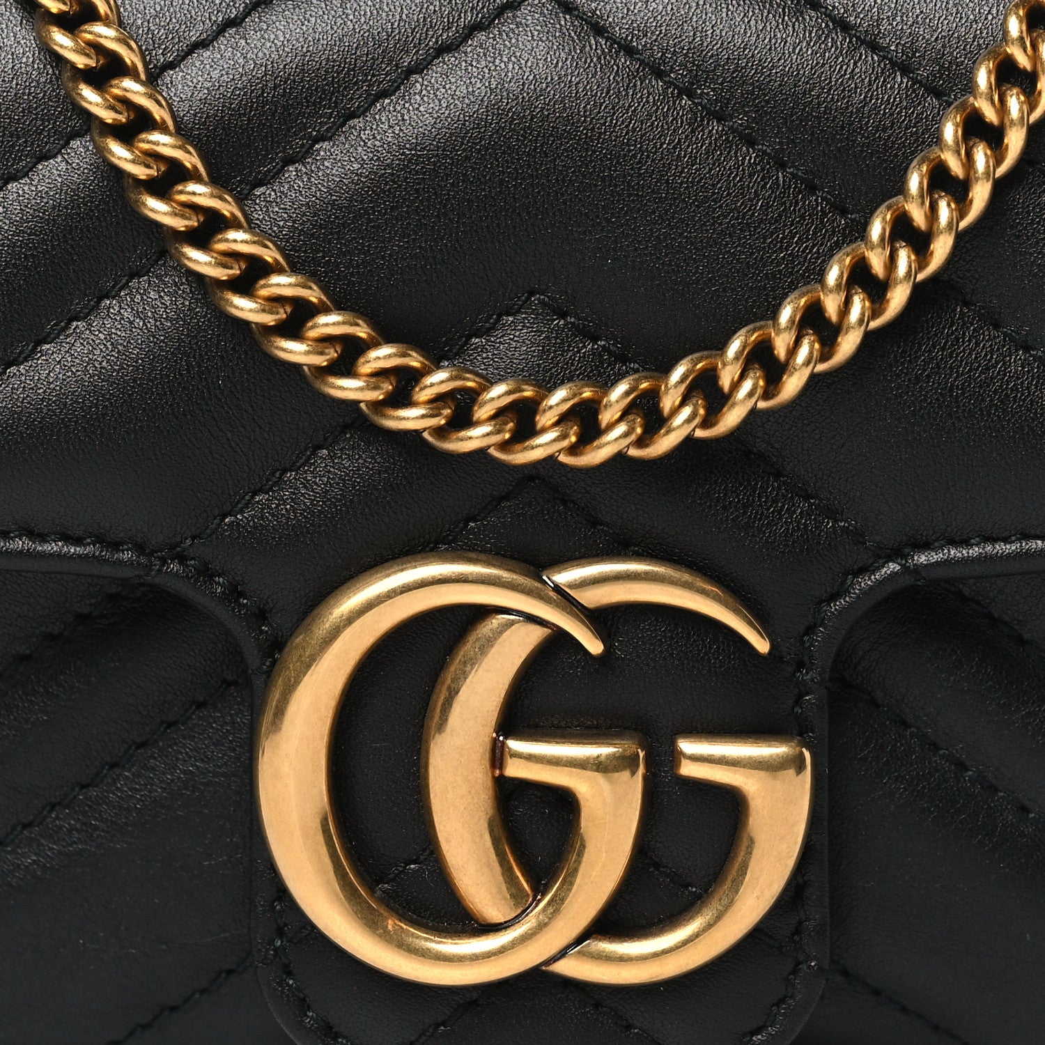 Gucci Calfskin Matelasse Super Mini GG Marmont Shoulder Bag Black 8 of 10
