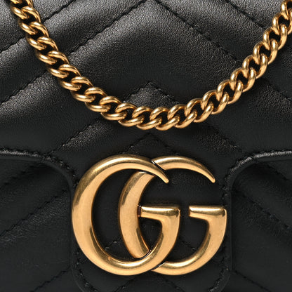 Gucci Calfskin Matelasse Super Mini GG Marmont Shoulder Bag Black 8 of 10