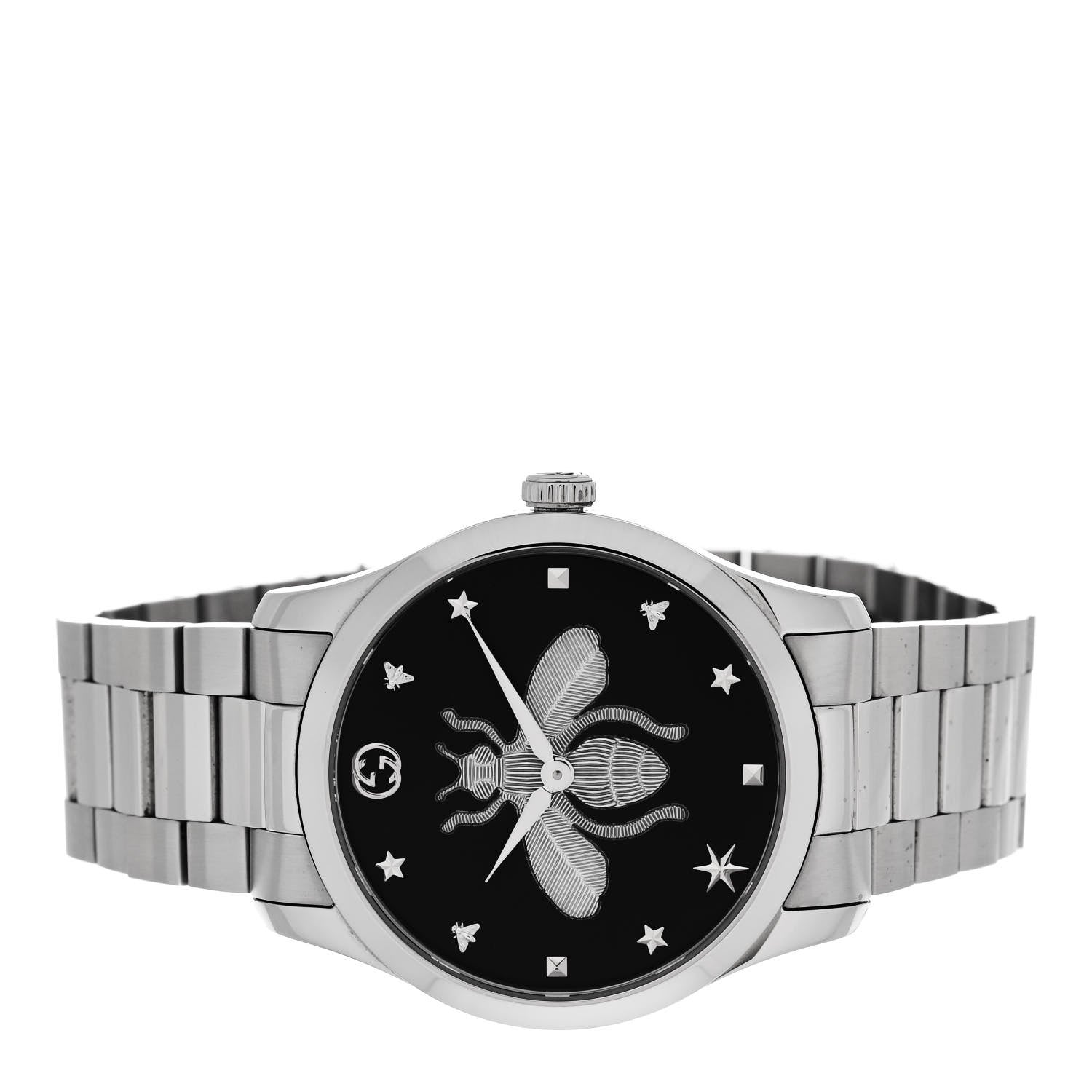 Gucci Stainless Steel 38mm G-Timeless Bee Quartz Watch Black 2 of 4