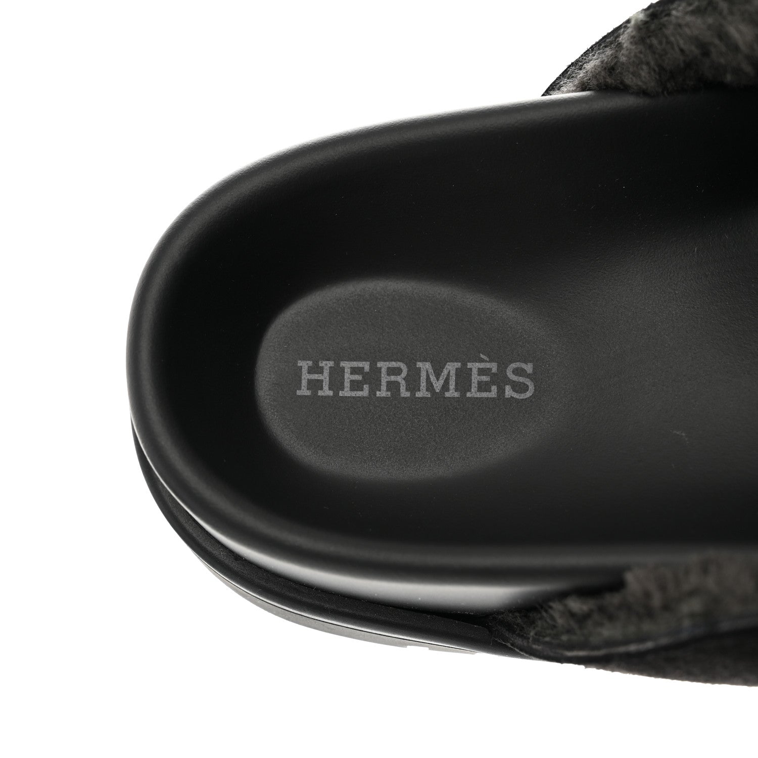 Hermes Suede Goatskin Shearling Go Mules 36.5 Black 7 of 8