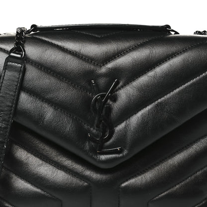 Saint Laurent Calfskin Y Quilted Monogram Monochrome Small Loulou Chain Satchel Black 8 of 12