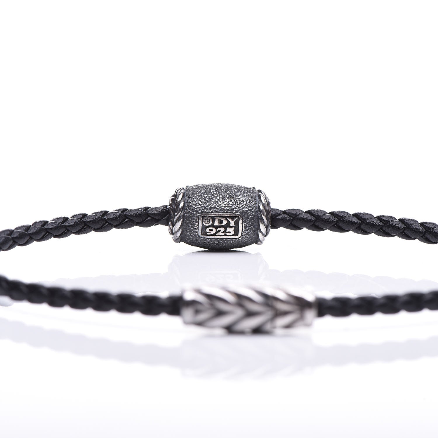 David Yurman Sterling Silver Black Diamond Leather Chevron Bracelet 4 of 6