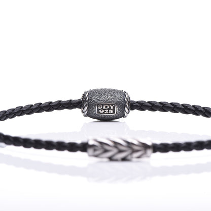 David Yurman Sterling Silver Black Diamond Leather Chevron Bracelet 4 of 6