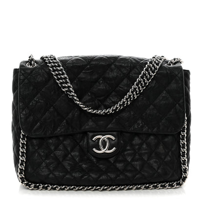 Chanel Washed Lambskin Quilted Maxi Chain Around Flap Black 1 of 12