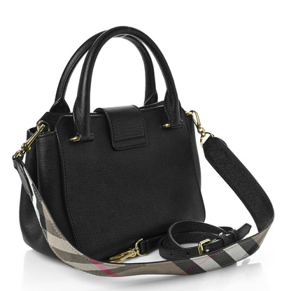 Burberry Soft Grain Calfskin Small Buckle Tote Black 3 of 8