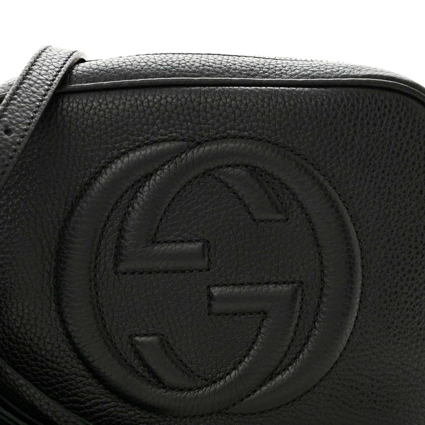 Pebbled Calfskin Small Soho Disco Bag Black