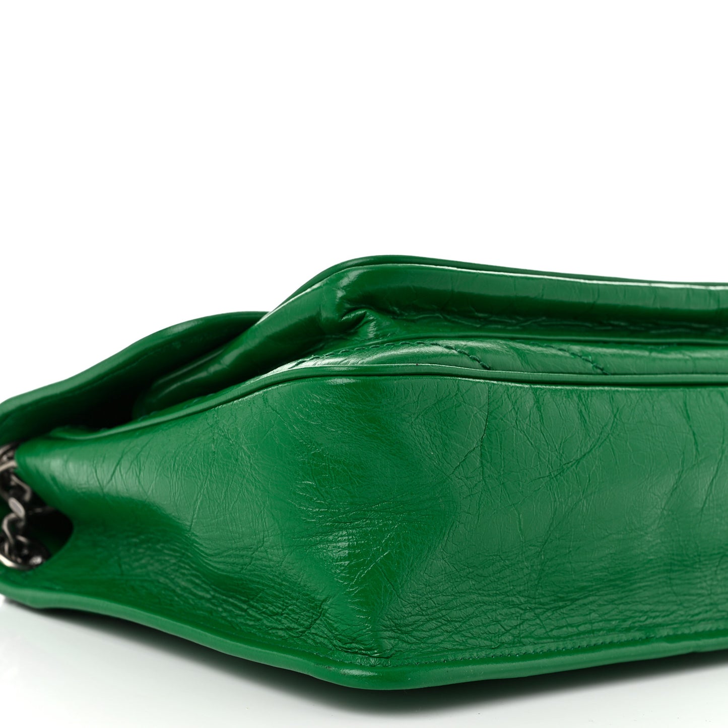 Crinkled Calfskin Matelasse Monogram Medium Niki Chain Satchel New Vert Praire