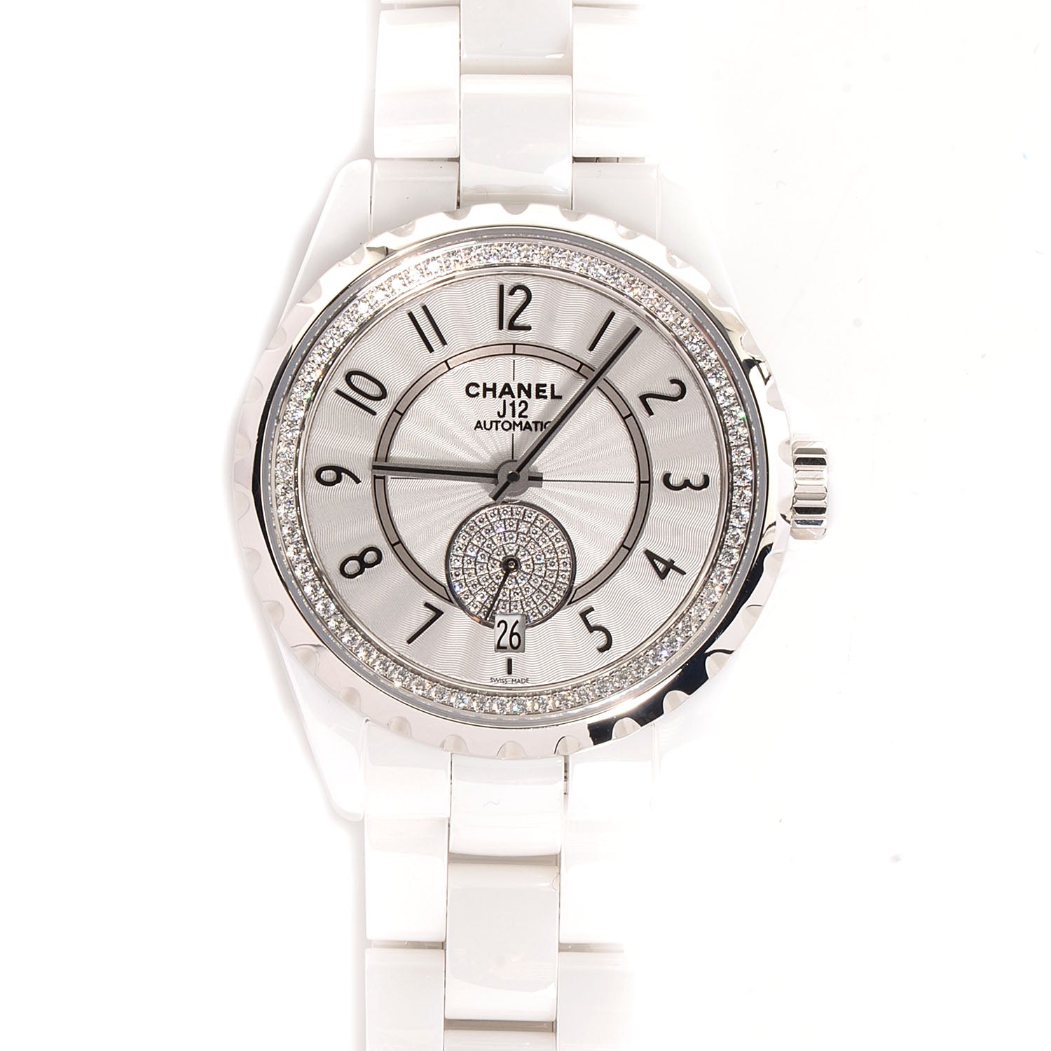 Chanel Stainless Steel Ceramic Diamond Bezel Dial 36mm J12 Automatic Watch White 1 of 8