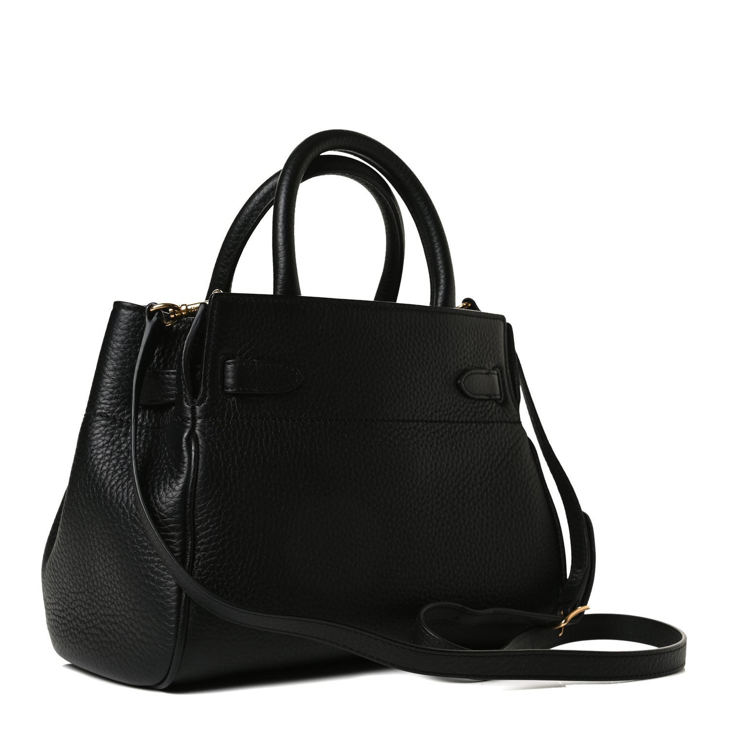 Heavy Grain Small Belted Bayswater Tote Black