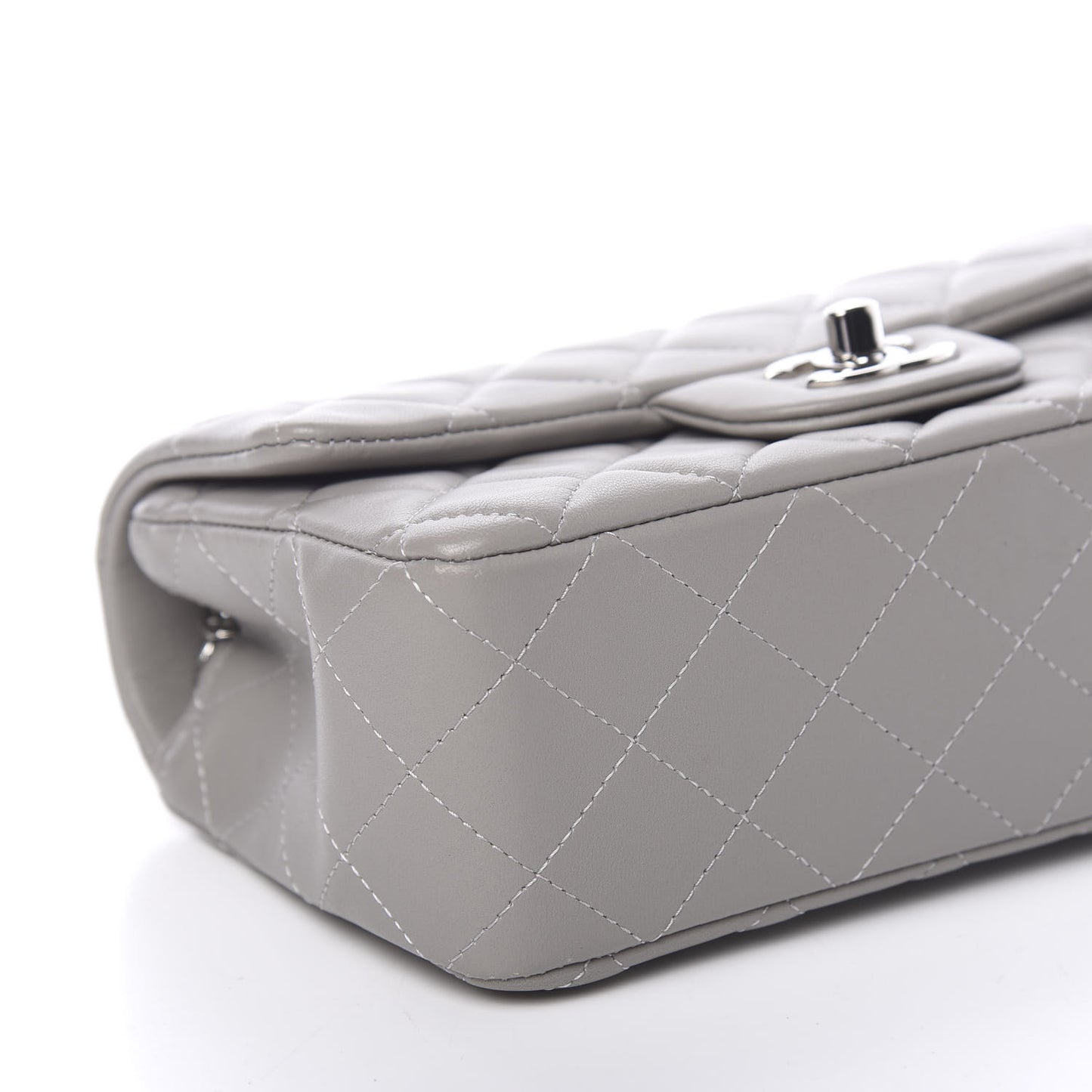 Lambskin Quilted Mini Rectangular Flap Grey