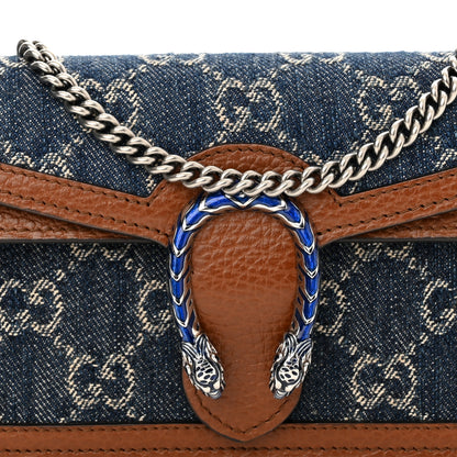 Gucci New Denim GG Monogram Dollar Calfskin Enamel Super Mini Dionysus Shoulder Bag Blue Tea Cuir Epilog Electric Blue 7 of 10