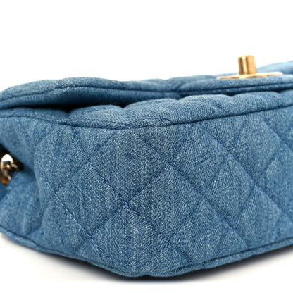 Chanel Denim Quilted Mini Pearl Crush Rectangular Flap Blue 10 of 11