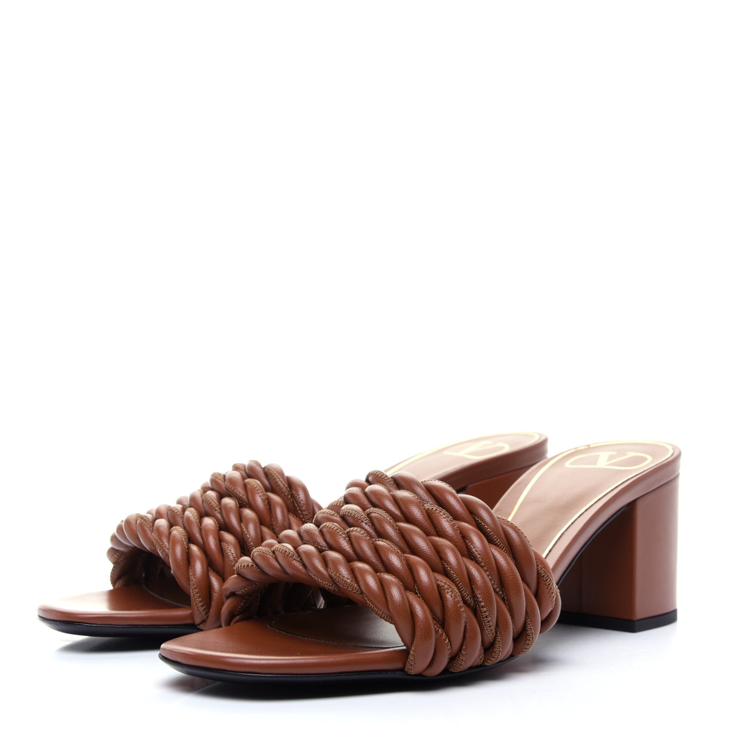 Nappa Rope 60mm Slide Sandals 37.5 Saddle Brown