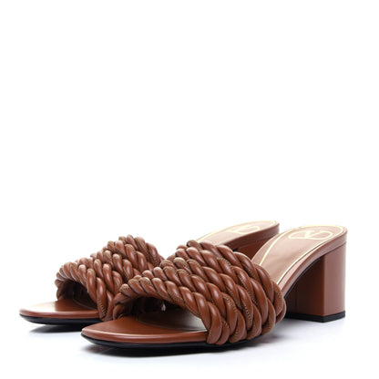 Valentino Garavani Nappa Rope 60mm Slide Sandals 37.5 Saddle Brown 4 of 9