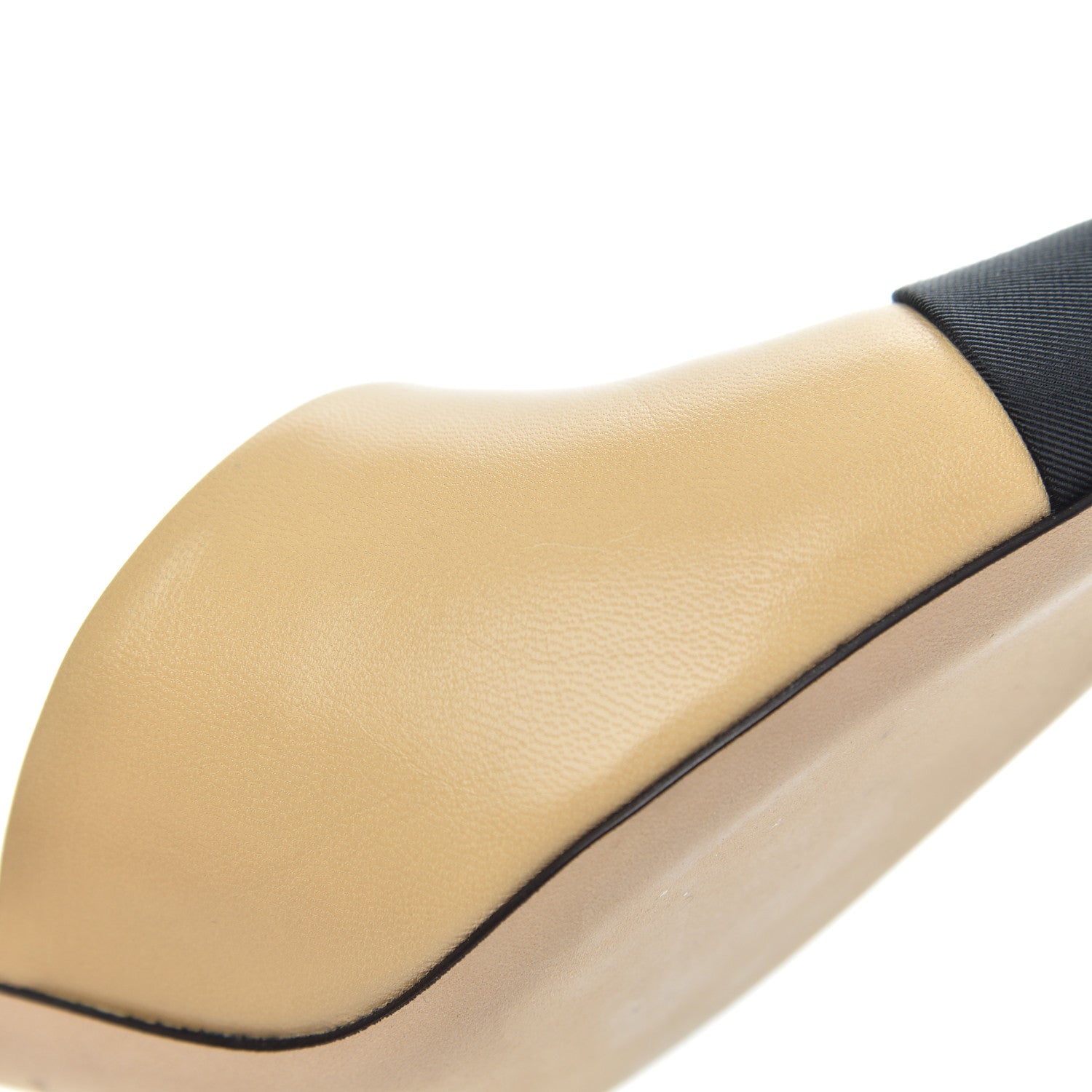 Chanel Goatskin Grosgrain Cap Toe Pearl Mule 39 Beige Black 15 of 16