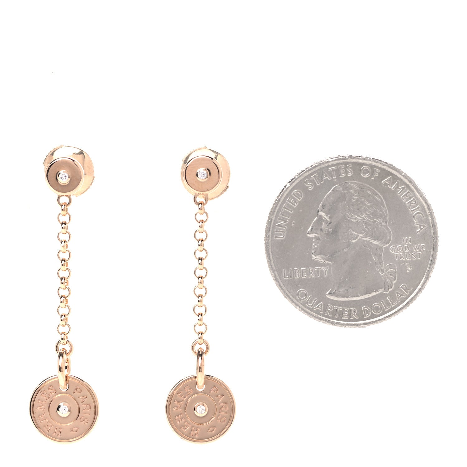 Hermes 18K Rose Gold Diamond Gambade Clou de Selle Earrings 2 of 6