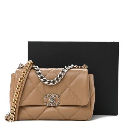 Chanel Lambskin Quilted Medium Chanel 19 Flap Dark Beige 11 of 11