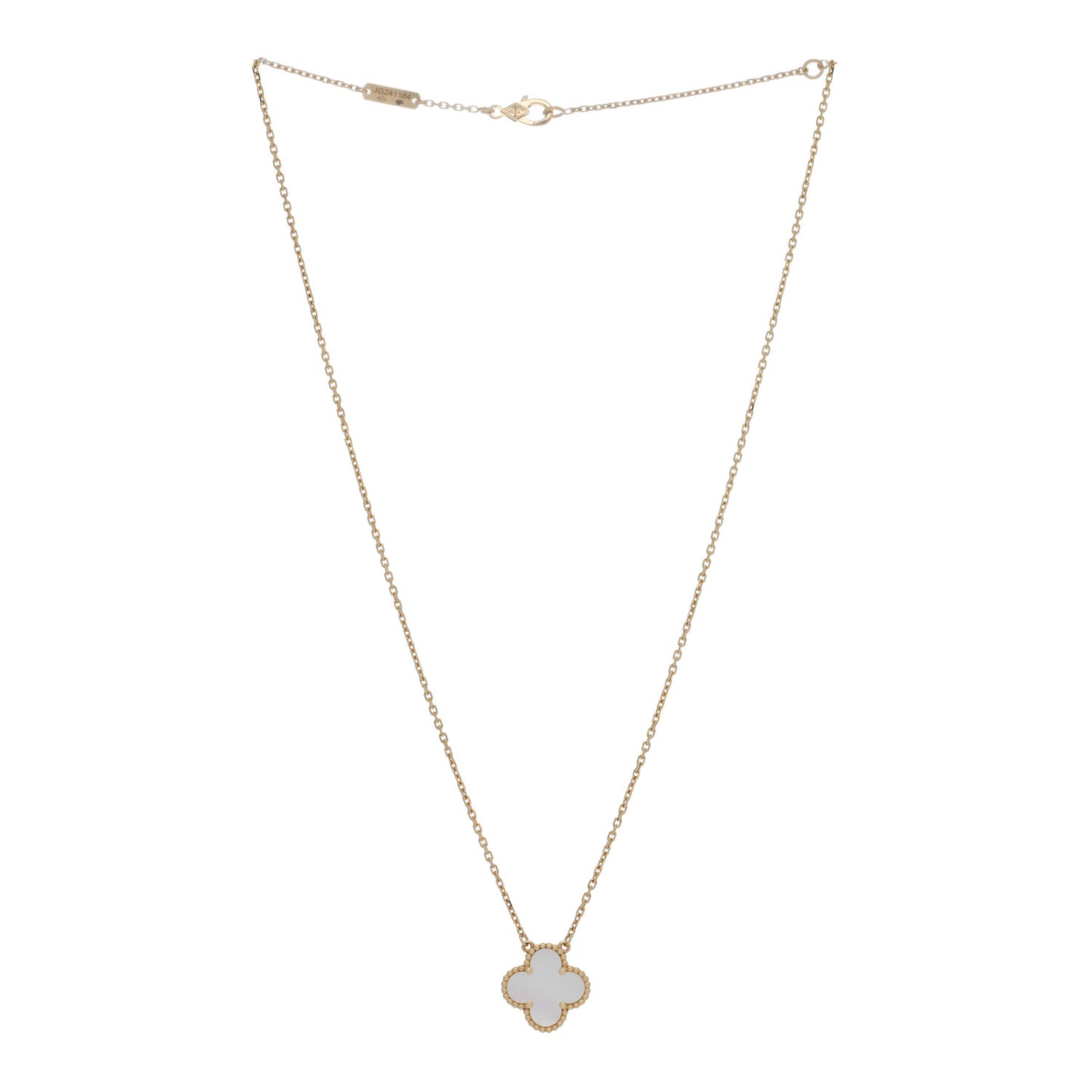 18K Yellow Gold Mother of Pearl Vintage Alhambra Pendant Necklace