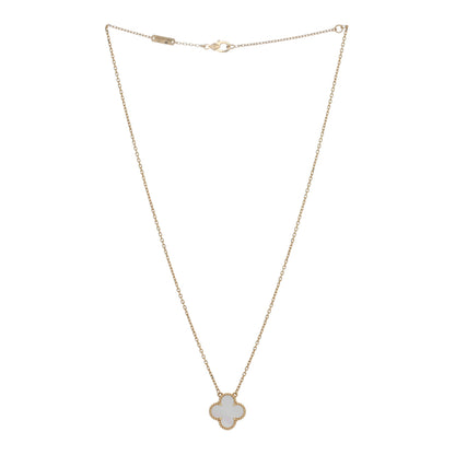 Van Cleef & Arpels 18K Yellow Gold Mother of Pearl Vintage Alhambra Pendant Necklace 3 of 4