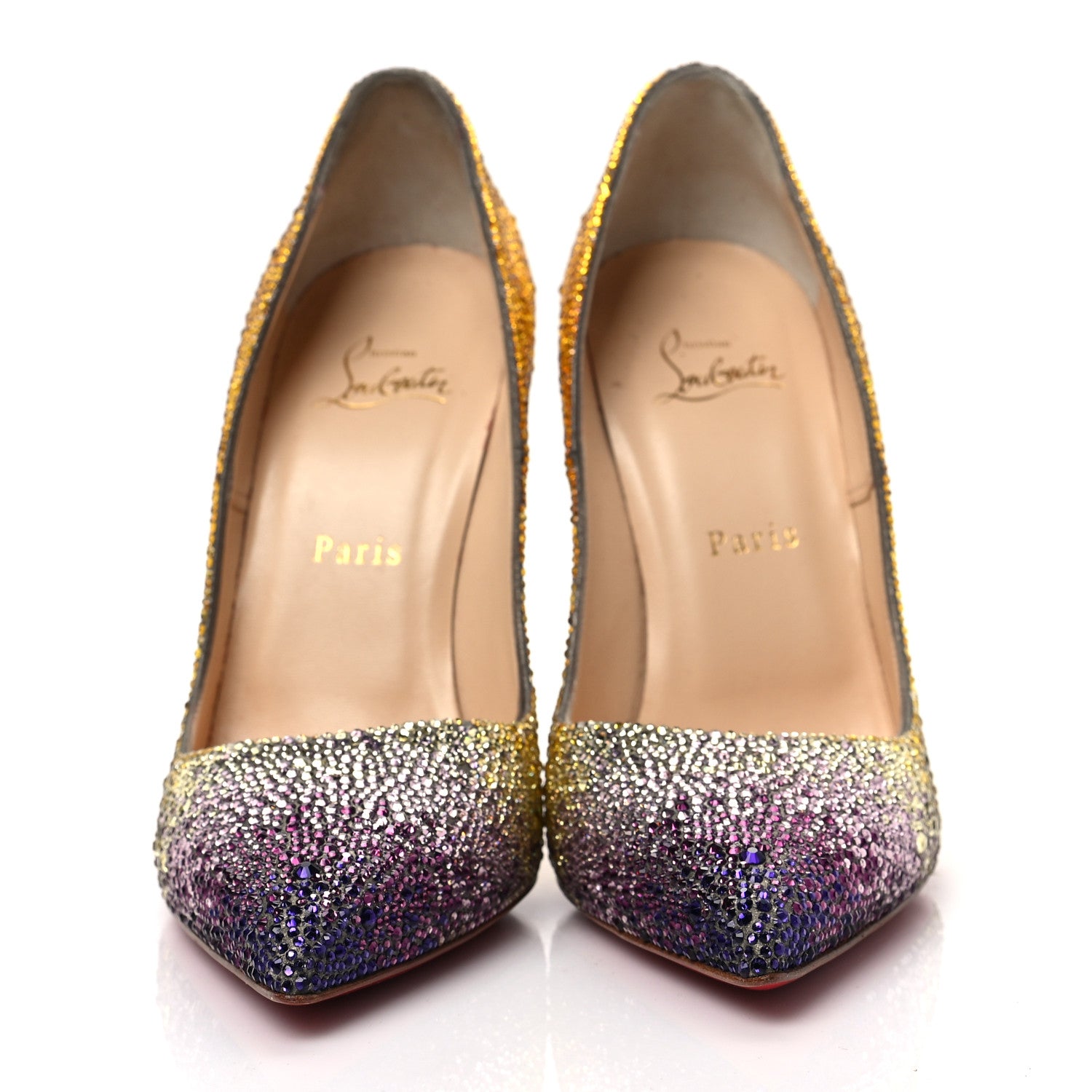 Christian Louboutin Suede Burma Strass Degrade So Kate 120 Pumps 40 Jaune 2 of 9