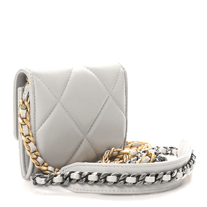 Chanel Lambskin Quilted Chanel 19 Flap Coin Purse With Chain Grey 2 of 11