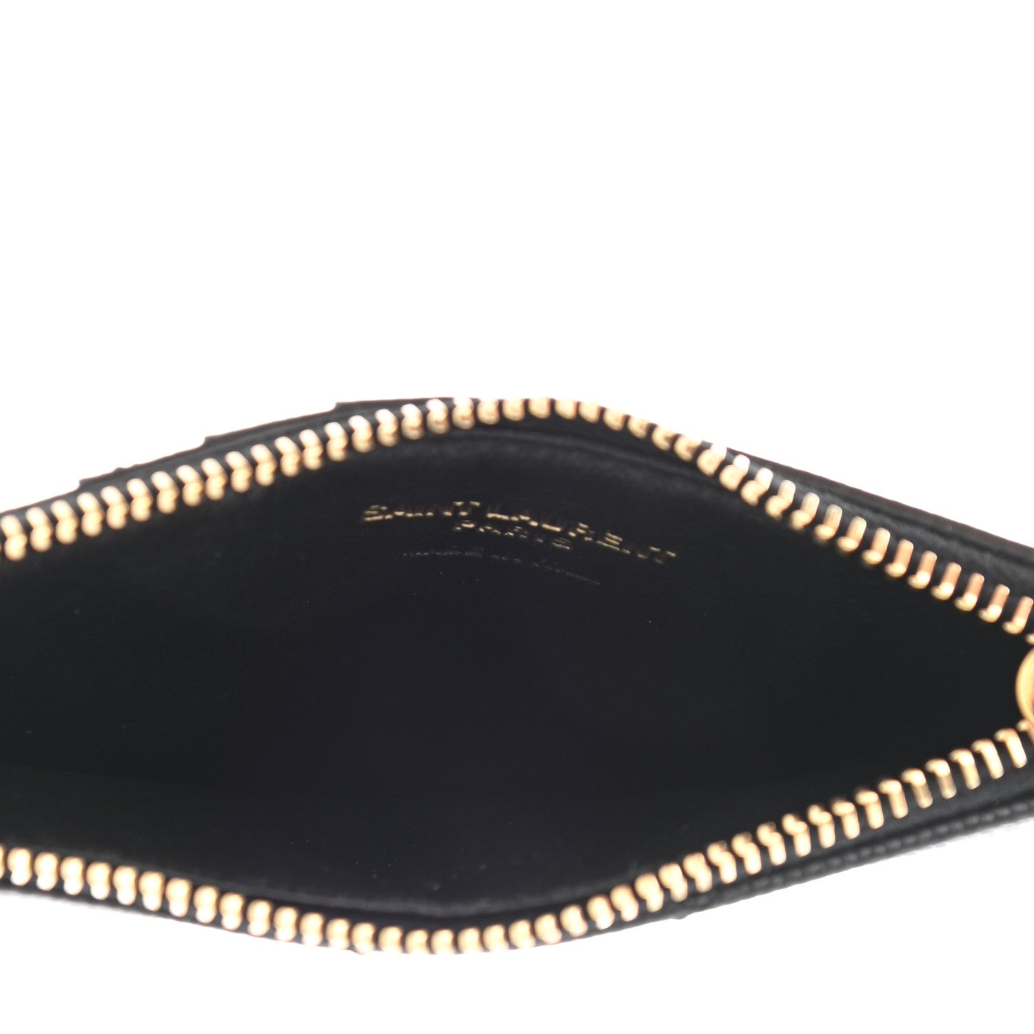 Saint Laurent Grain De Poudre Matelasse Chevron Monogram Fragments Zippered Card Case Black 3 of 8