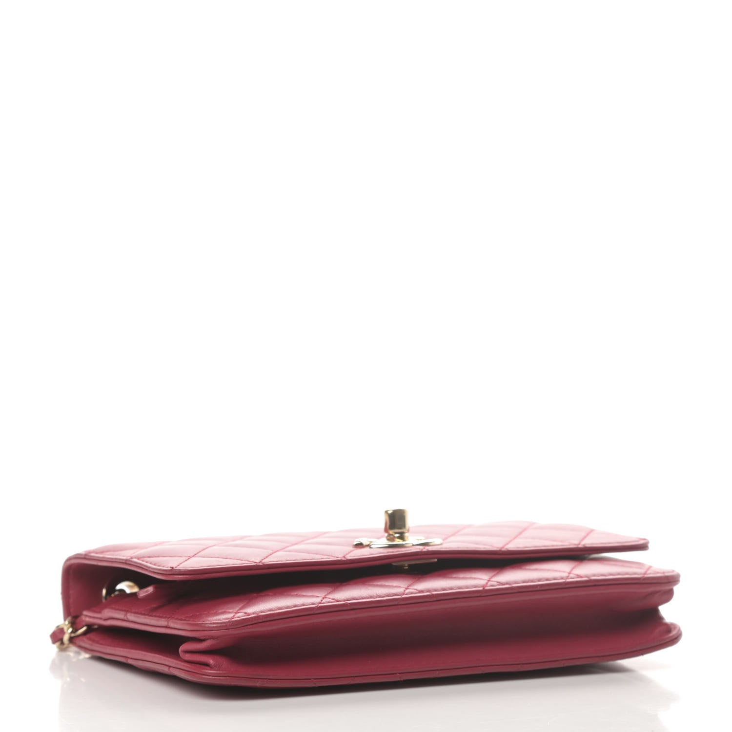 Chanel Lambskin Quilted Trendy CC Wallet On Chain WOC Dark Pink 3 of 4