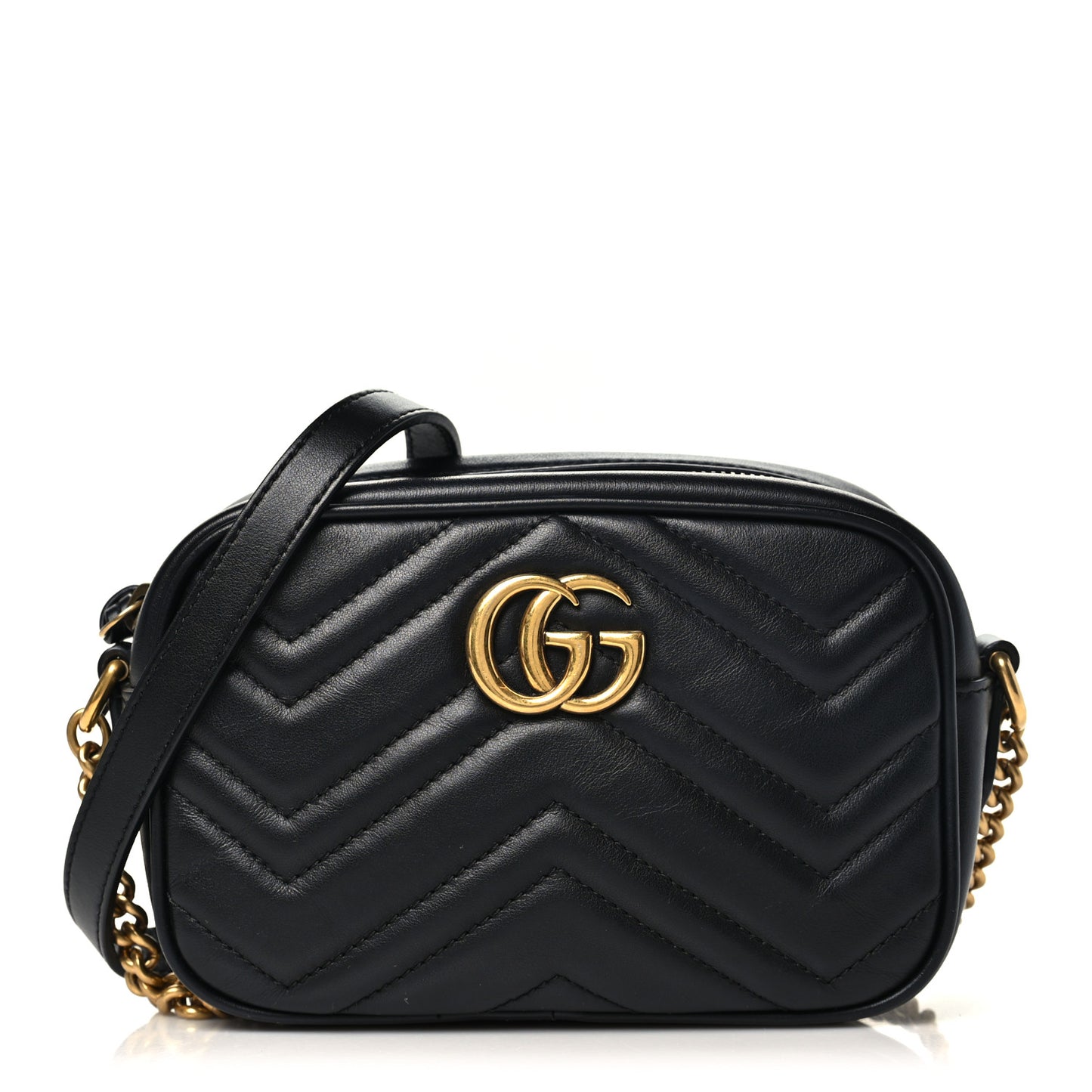 Calfskin Matelasse Mini GG Marmont Chain Shoulder Bag Black