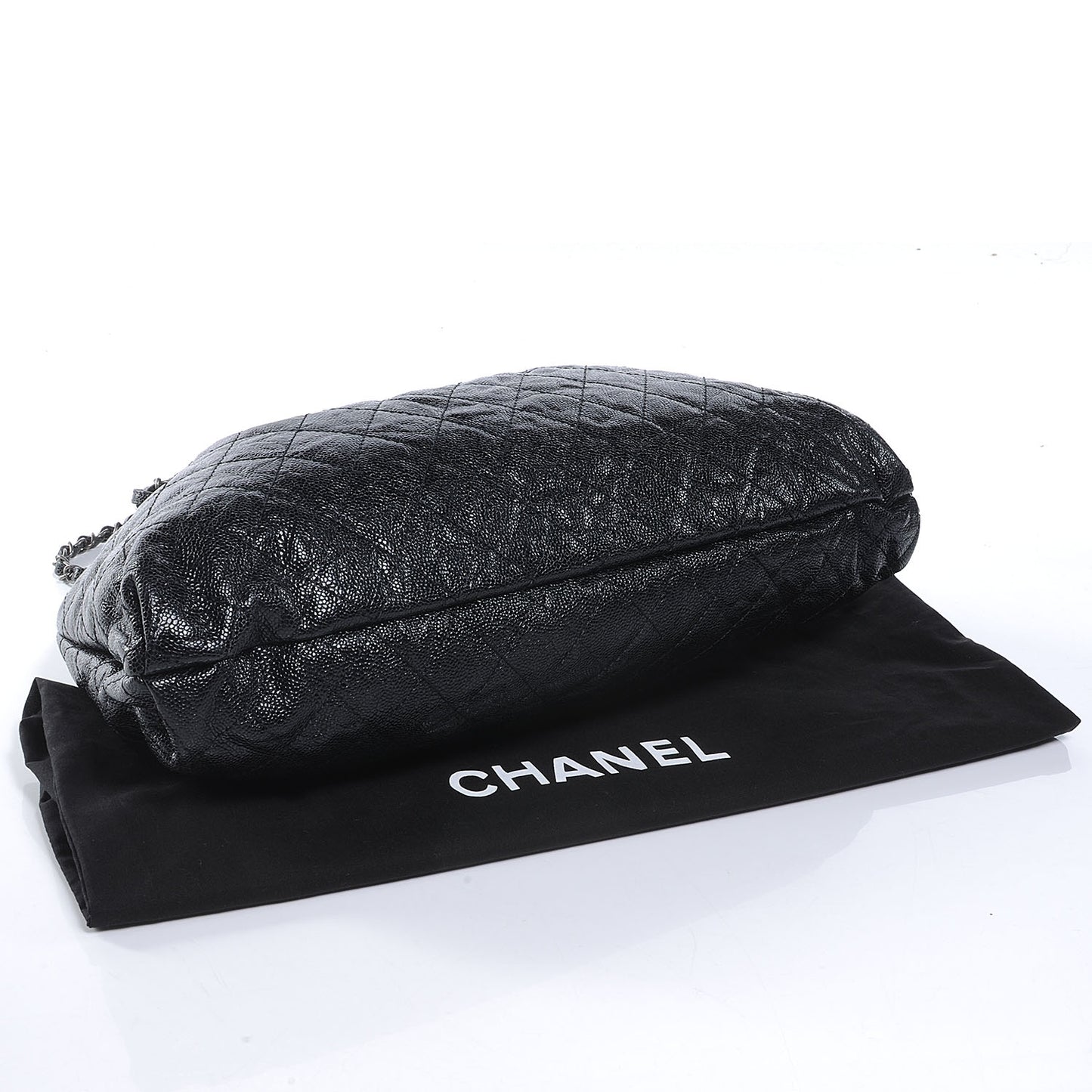 Caviar Quilted Medium Elastic Tote Black