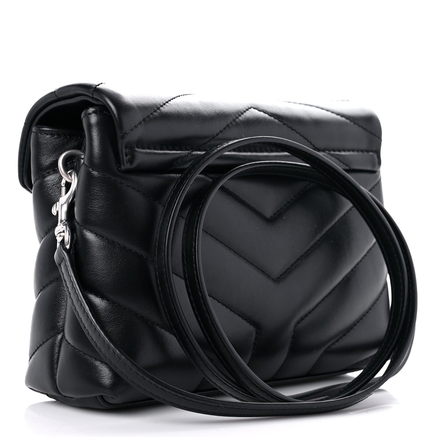 Calfskin Y Quilted Monogram Toy Loulou Crossbody Bag Black