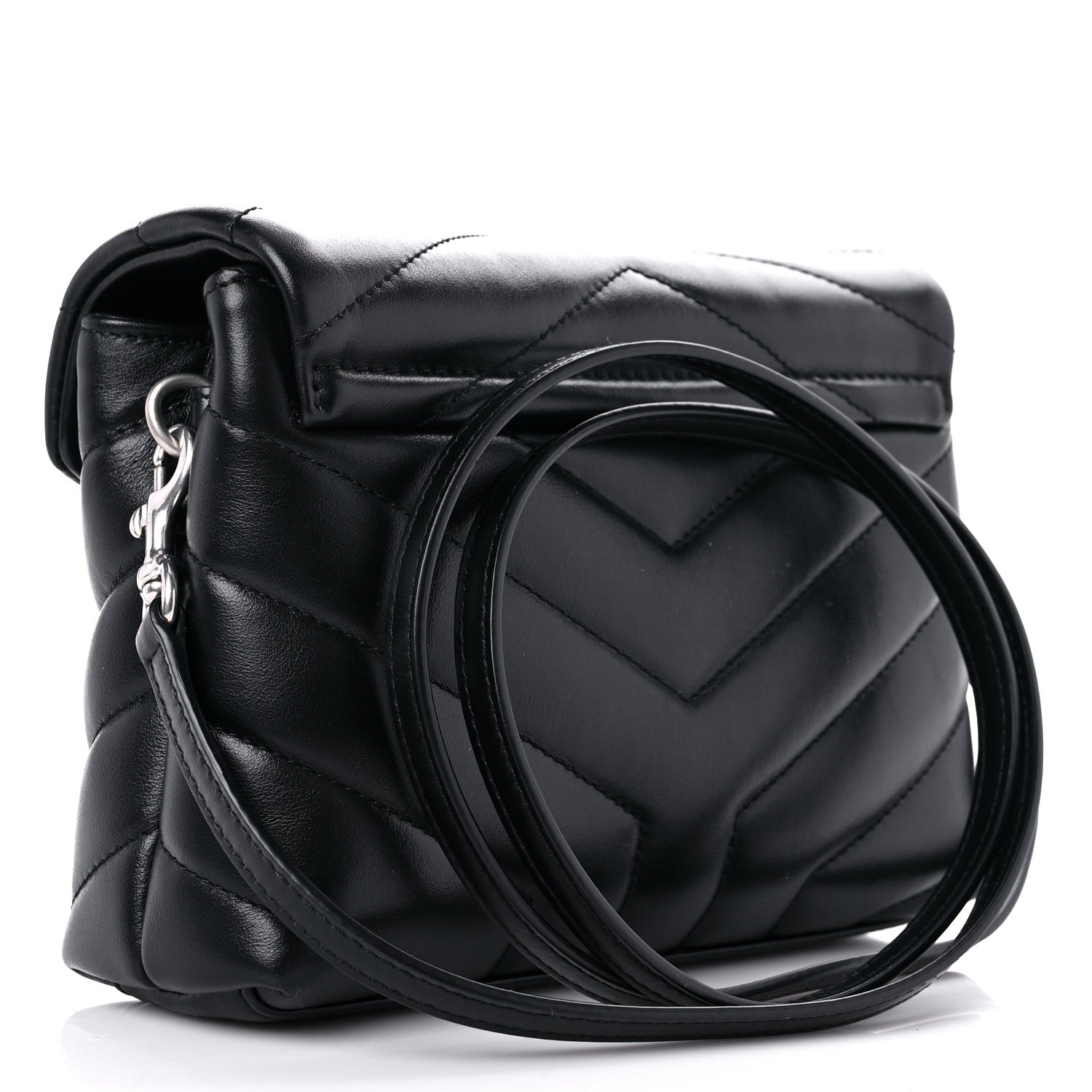 Saint Laurent Calfskin Y Quilted Monogram Toy Loulou Crossbody Bag Black 3 of 9