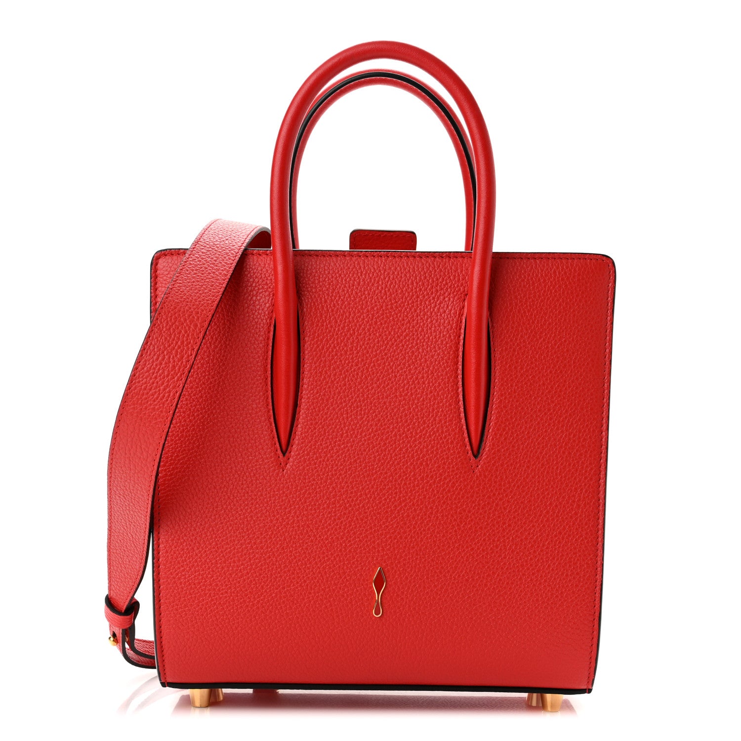 Christian Louboutin Calfskin Patent Studded Small Paloma Red 1 of 9