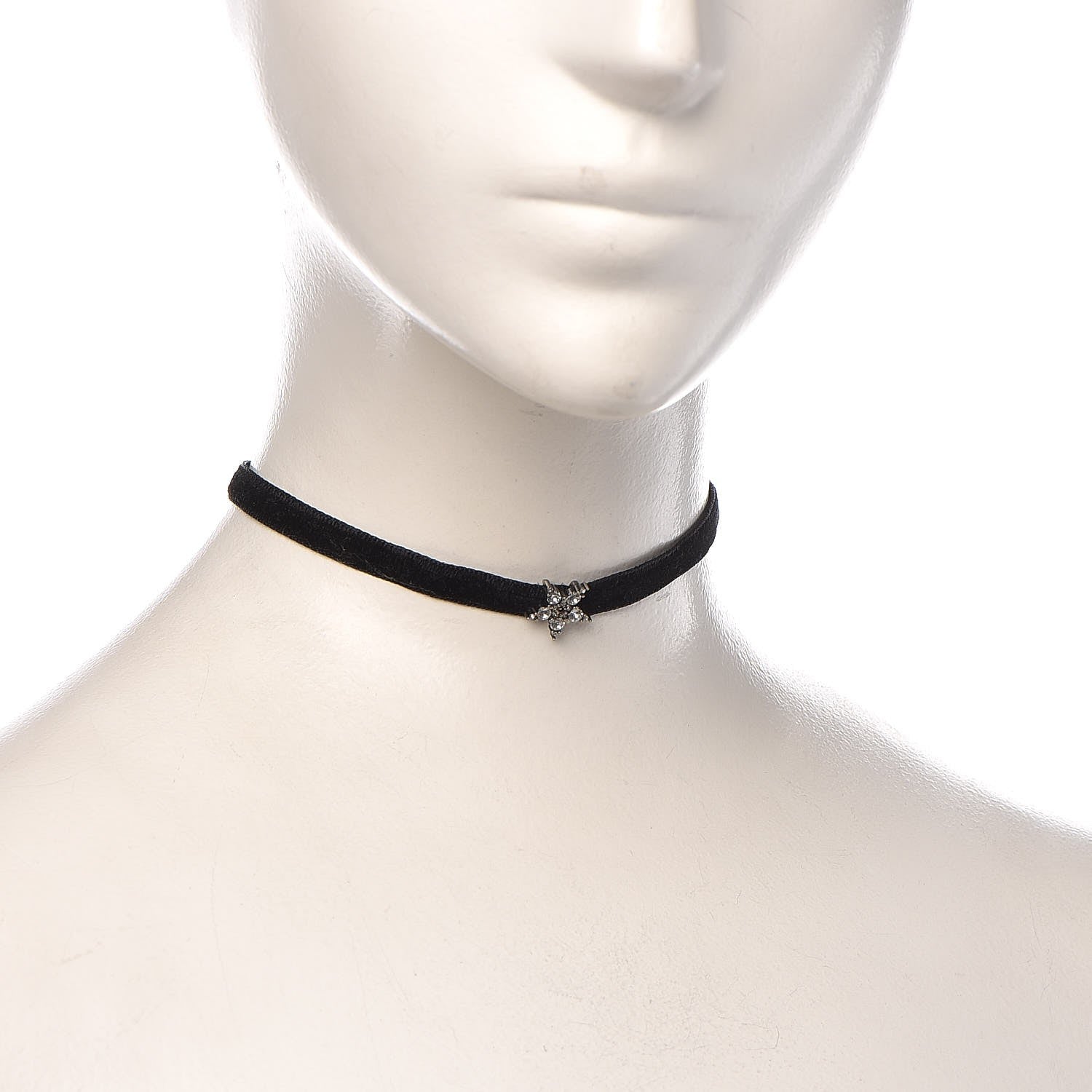 Christian Dior Velvet Crystal Star Choker Necklace Black 2 of 4